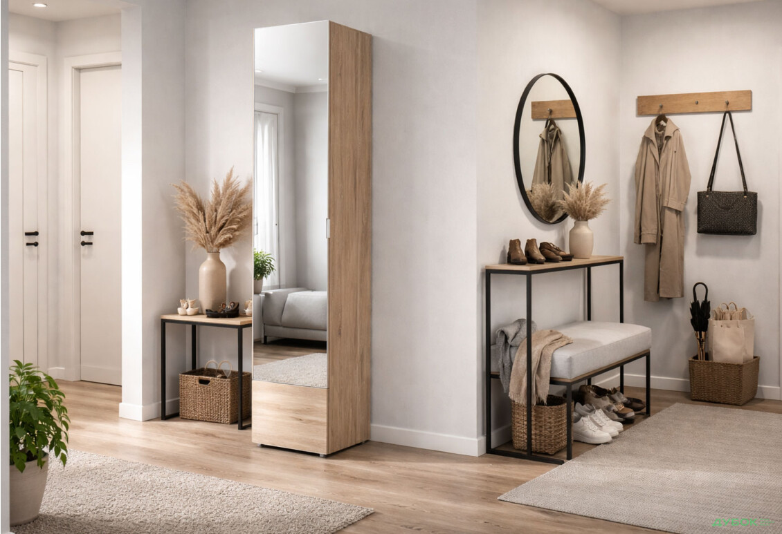 Зображення 2 - Шафа-пенал Doros Гелар з дзеркалом 39 см Дуб сонома