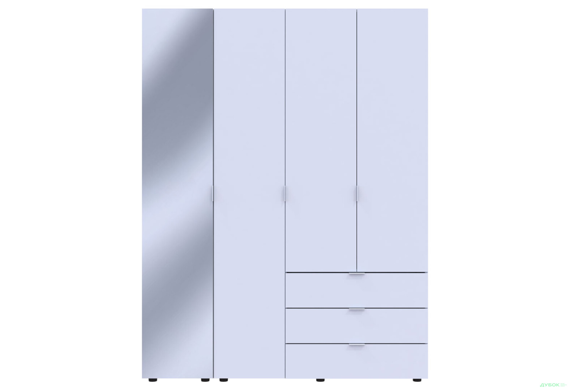 Фото 5 - Шкаф Doros Гелар 4-дверная с зеркалом і 3 ящиками 155 см Белый
