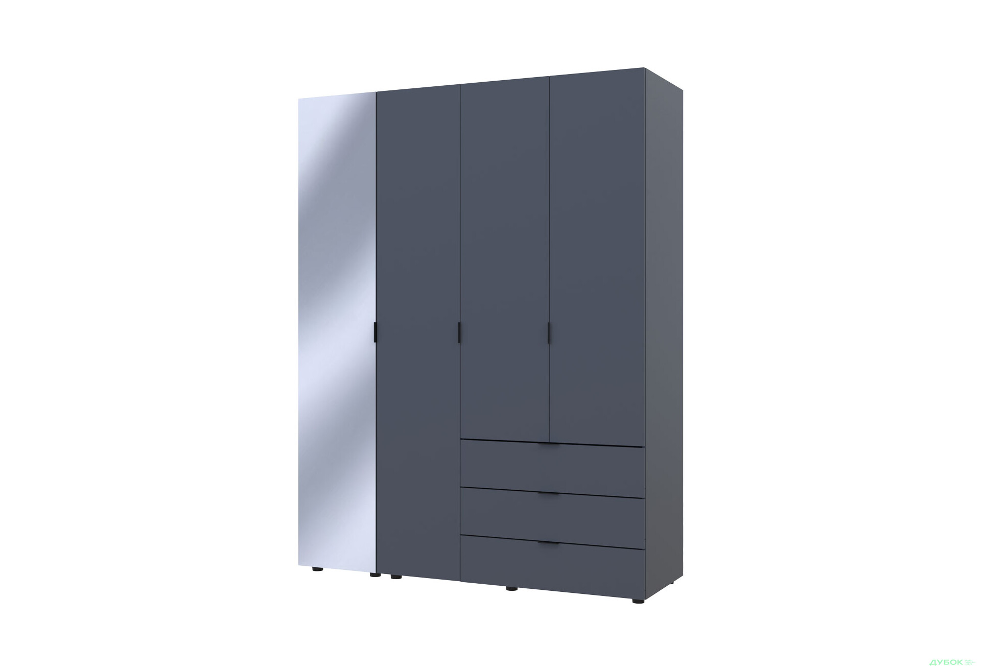 Зображення 7 - Шафа Doros Гелар 4-дверна з дзеркалом і 3 шухлядами 155 см Графіт