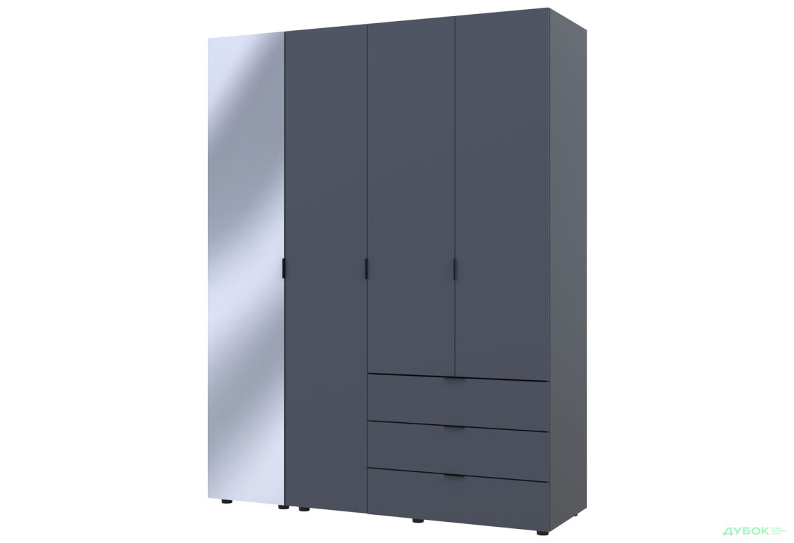 Зображення 7 - Шафа Doros Гелар 4-дверна з дзеркалом і 3 шухлядами 155 см Графіт