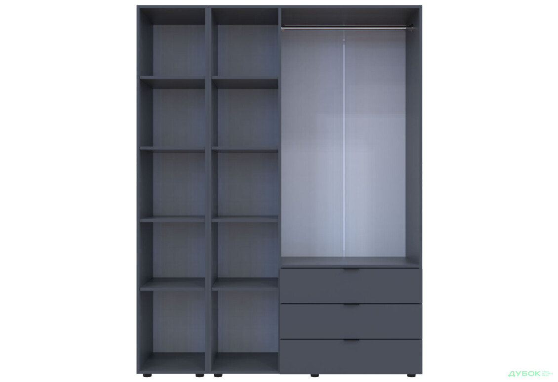 Зображення 5 - Шафа Doros Гелар 4-дверна з дзеркалом і 3 шухлядами 155 см Графіт