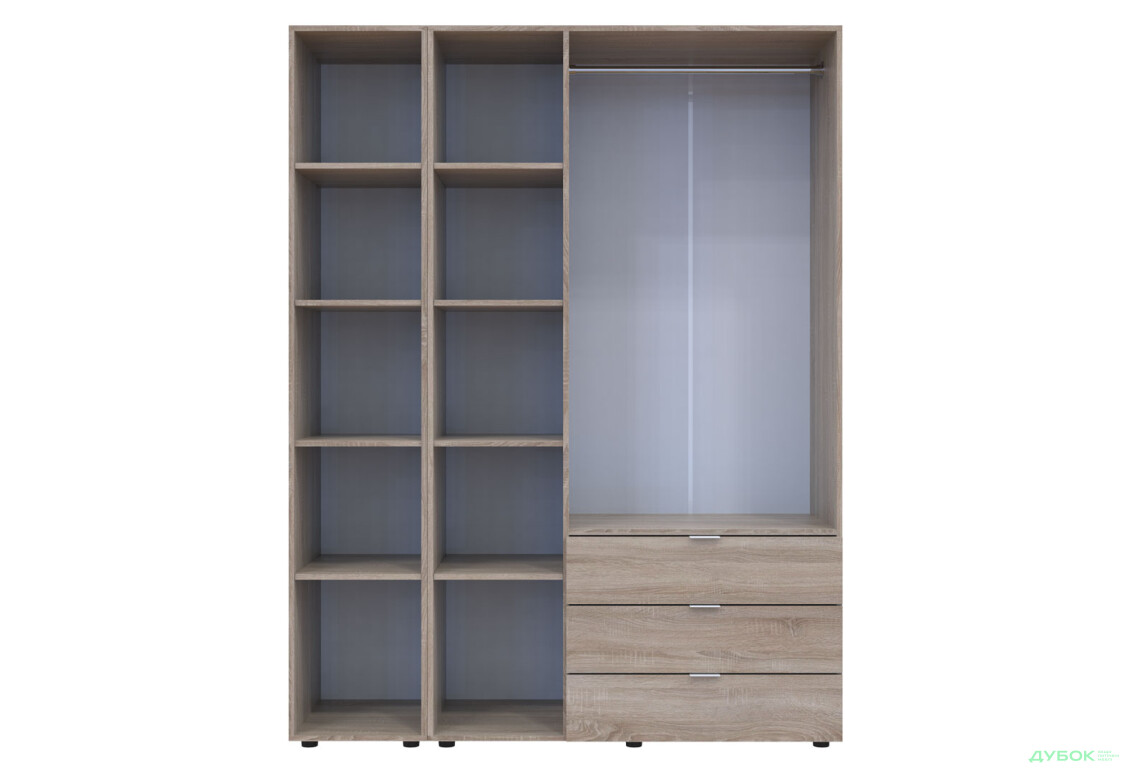 Изображение 6 - Шкаф Doros Гелар 4-дверная с зеркалом і 3 ящиками 155 см Дуб сонома