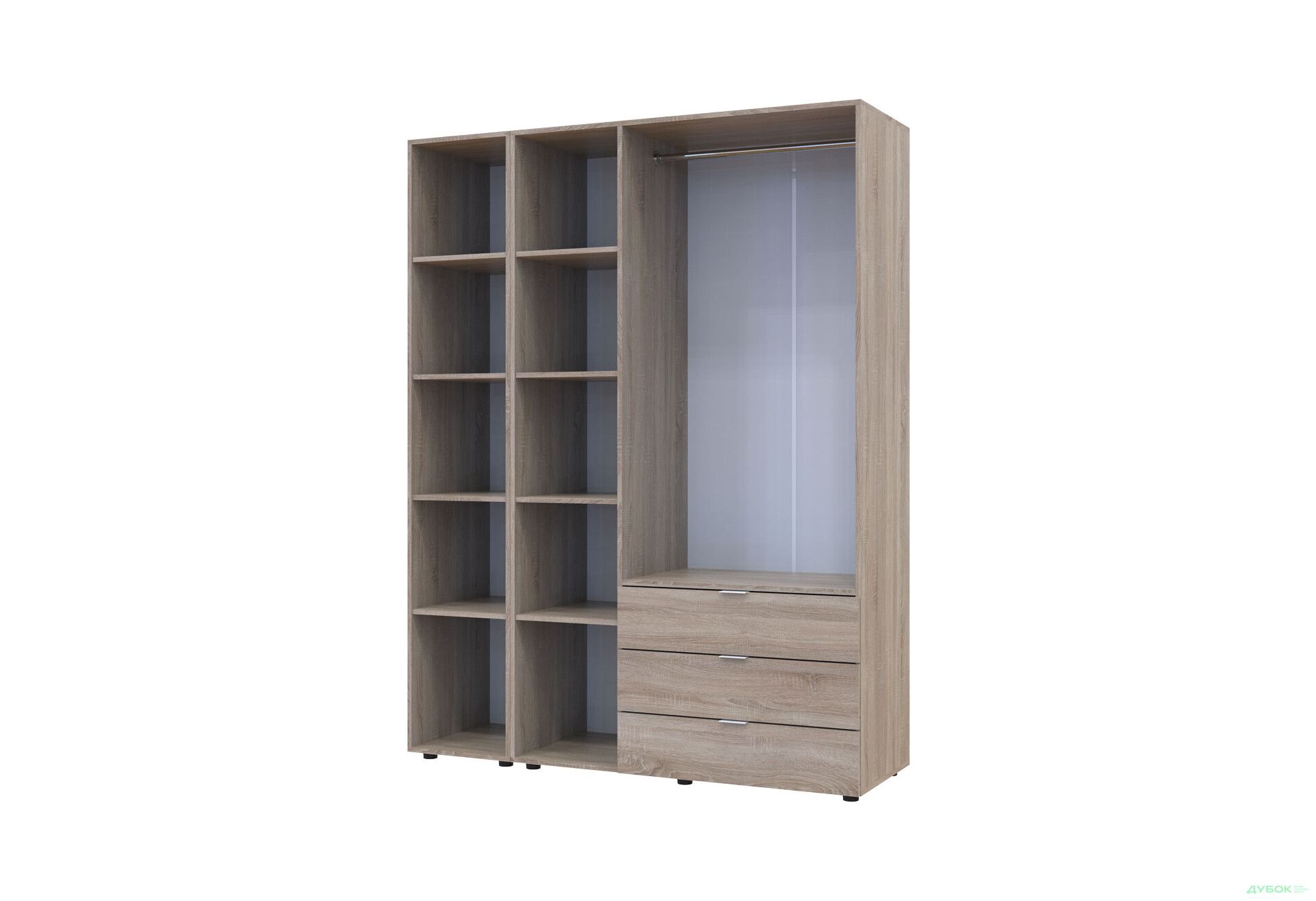 Изображение 5 - Шкаф Doros Гелар 4-дверная с зеркалом і 3 ящиками 155 см Дуб сонома