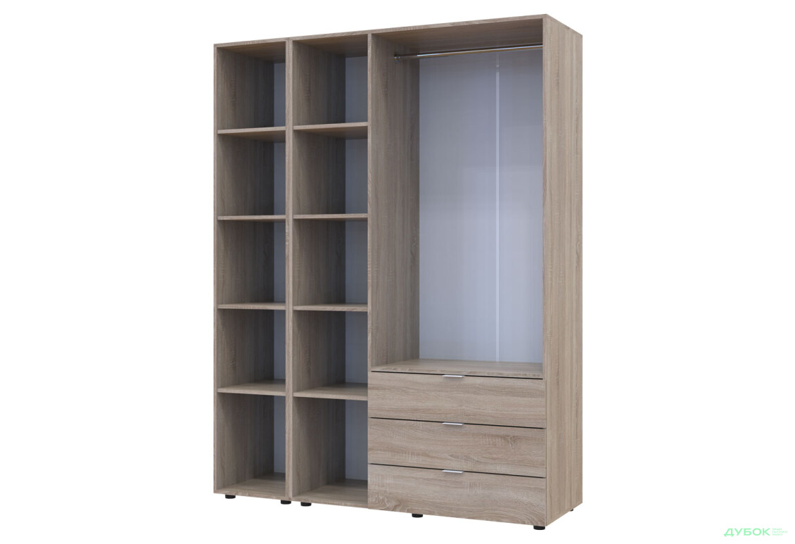 Изображение 5 - Шкаф Doros Гелар 4-дверная с зеркалом і 3 ящиками 155 см Дуб сонома