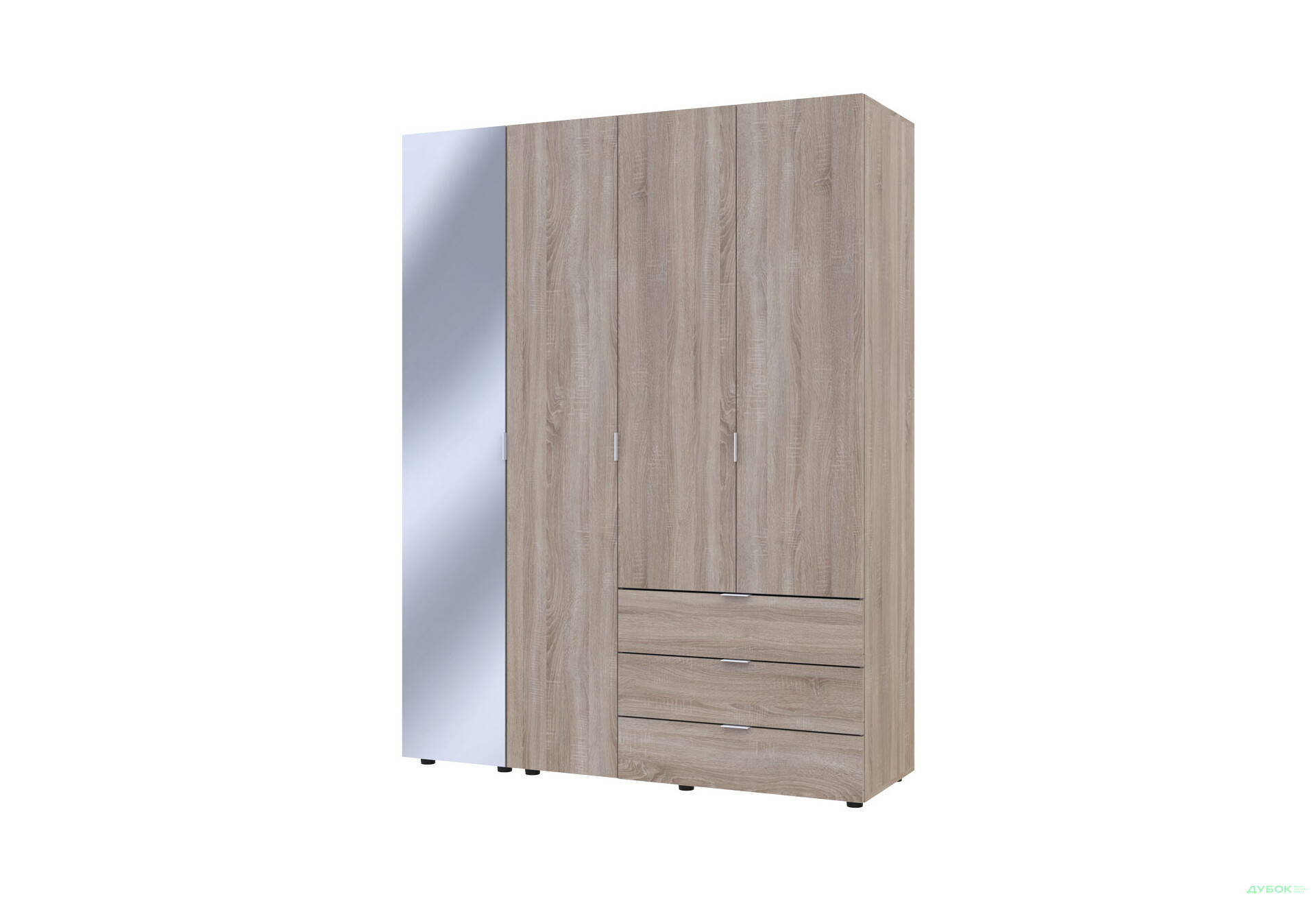 Изображение 4 - Шкаф Doros Гелар 4-дверная с зеркалом і 3 ящиками 155 см Дуб сонома