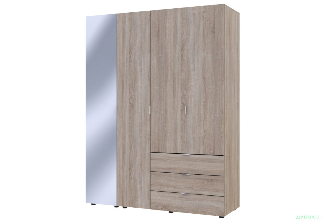 Изображение 4 - Шкаф Doros Гелар 4-дверная с зеркалом і 3 ящиками 155 см Дуб сонома