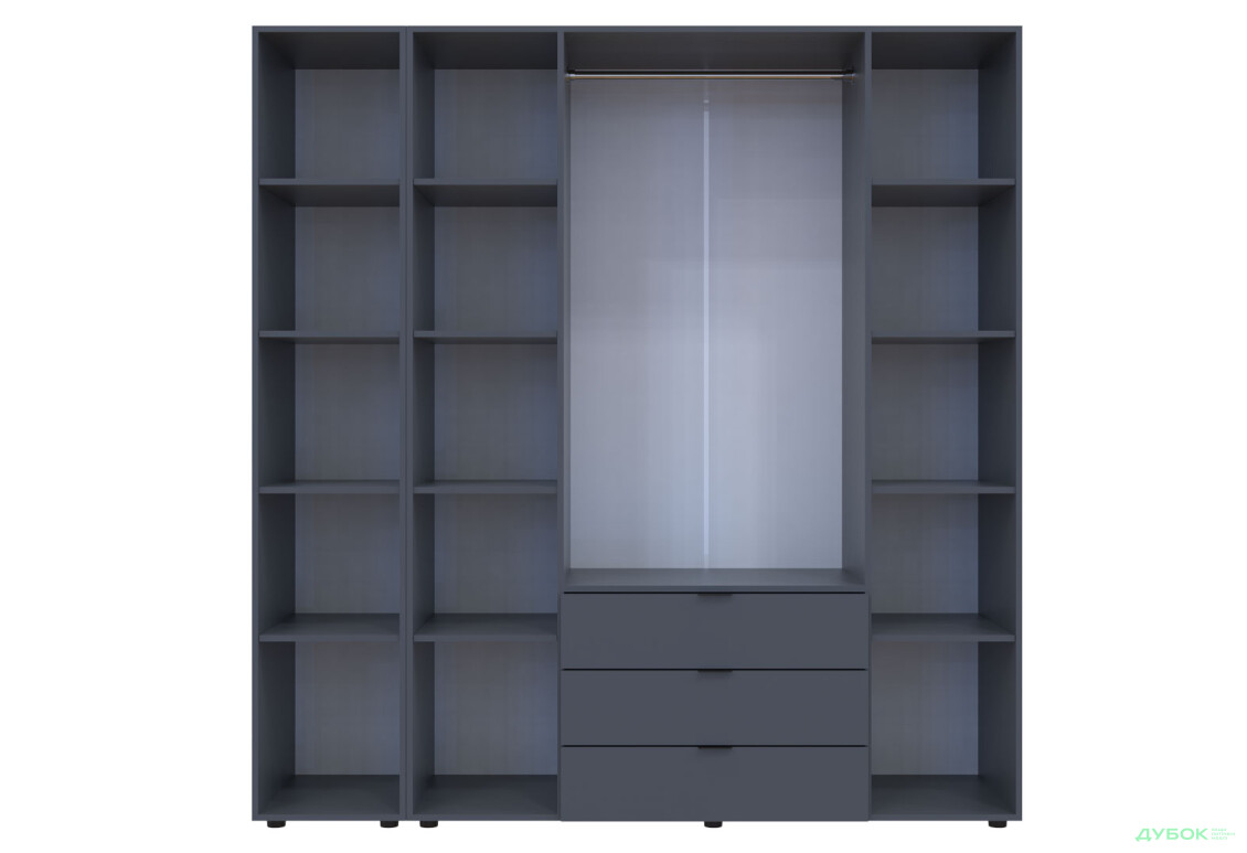 Шкаф Doros Гелар 5-дверная с зеркалом і 3 ящиками 194 см Графит