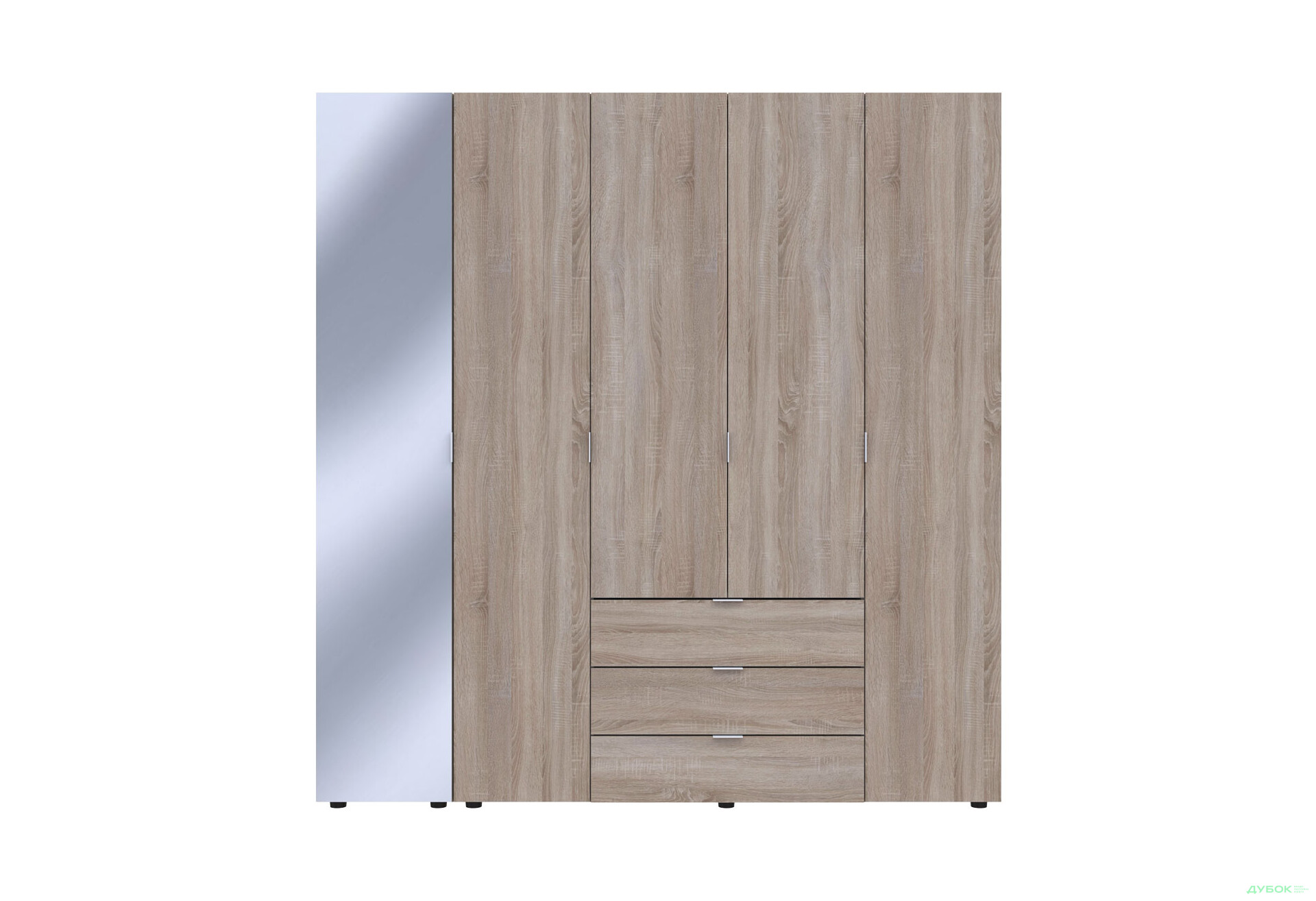 Изображение 4 - Шкаф Doros Гелар 5-дверная с зеркалом і 3 ящиками 194 см Дуб сонома