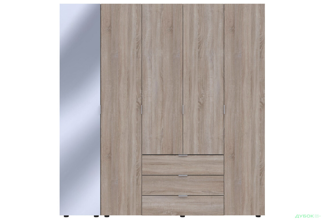 Изображение 4 - Шкаф Doros Гелар 5-дверная с зеркалом і 3 ящиками 194 см Дуб сонома