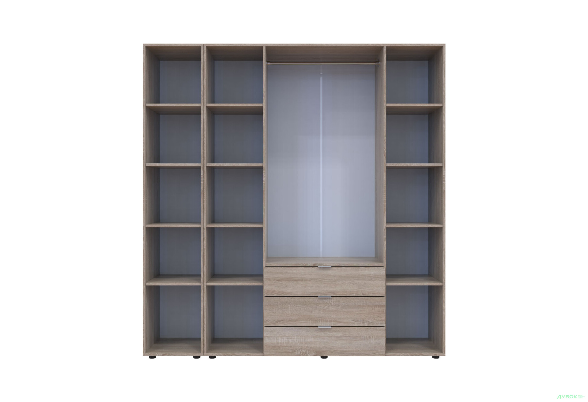 Изображение 5 - Шкаф Doros Гелар 5-дверная с зеркалом і 3 ящиками 194 см Дуб сонома