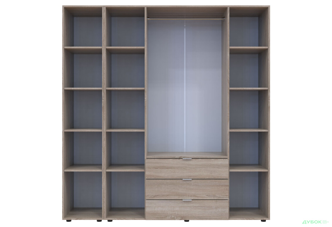 Изображение 5 - Шкаф Doros Гелар 5-дверная с зеркалом і 3 ящиками 194 см Дуб сонома