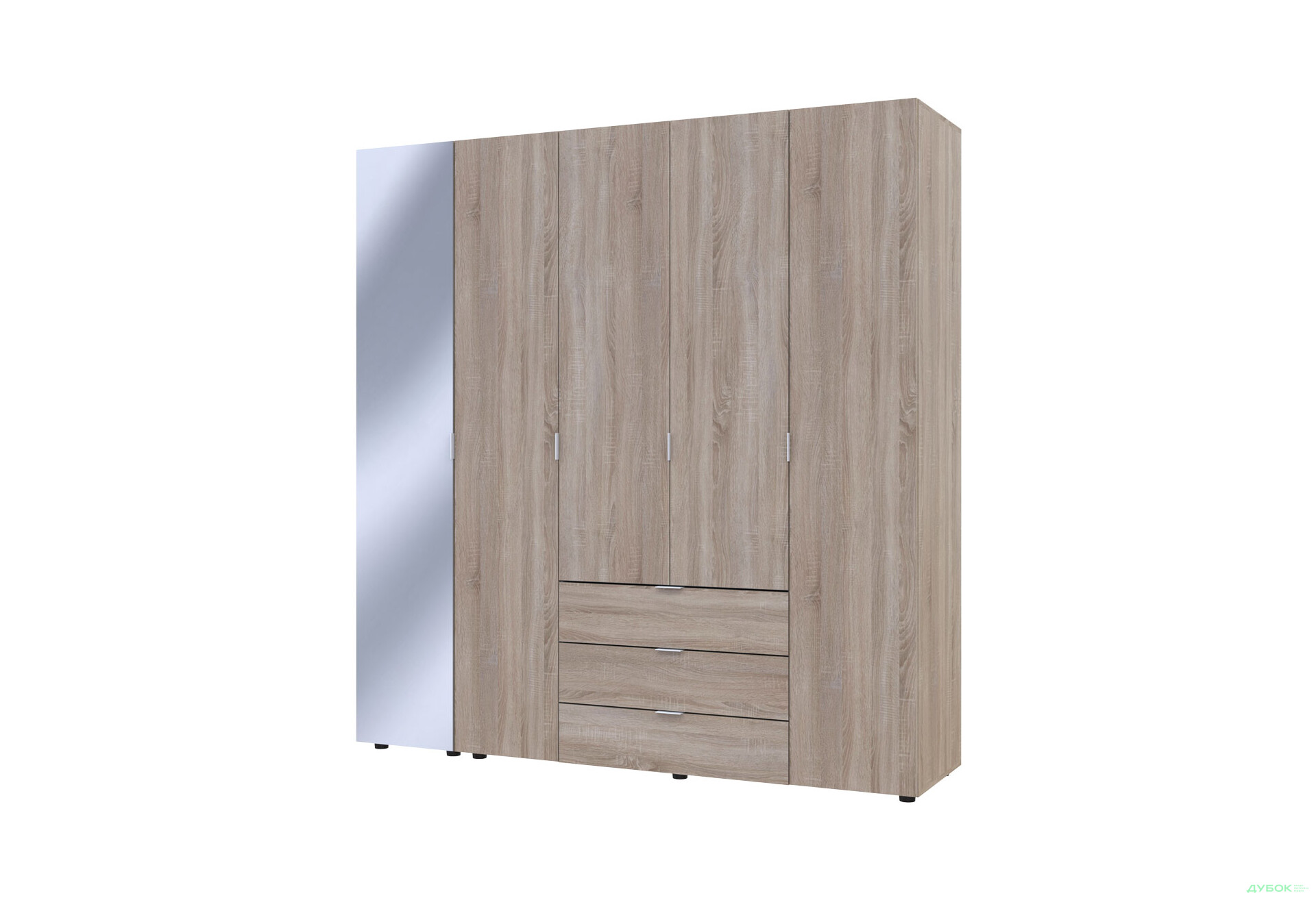 Изображение 6 - Шкаф Doros Гелар 5-дверная с зеркалом і 3 ящиками 194 см Дуб сонома