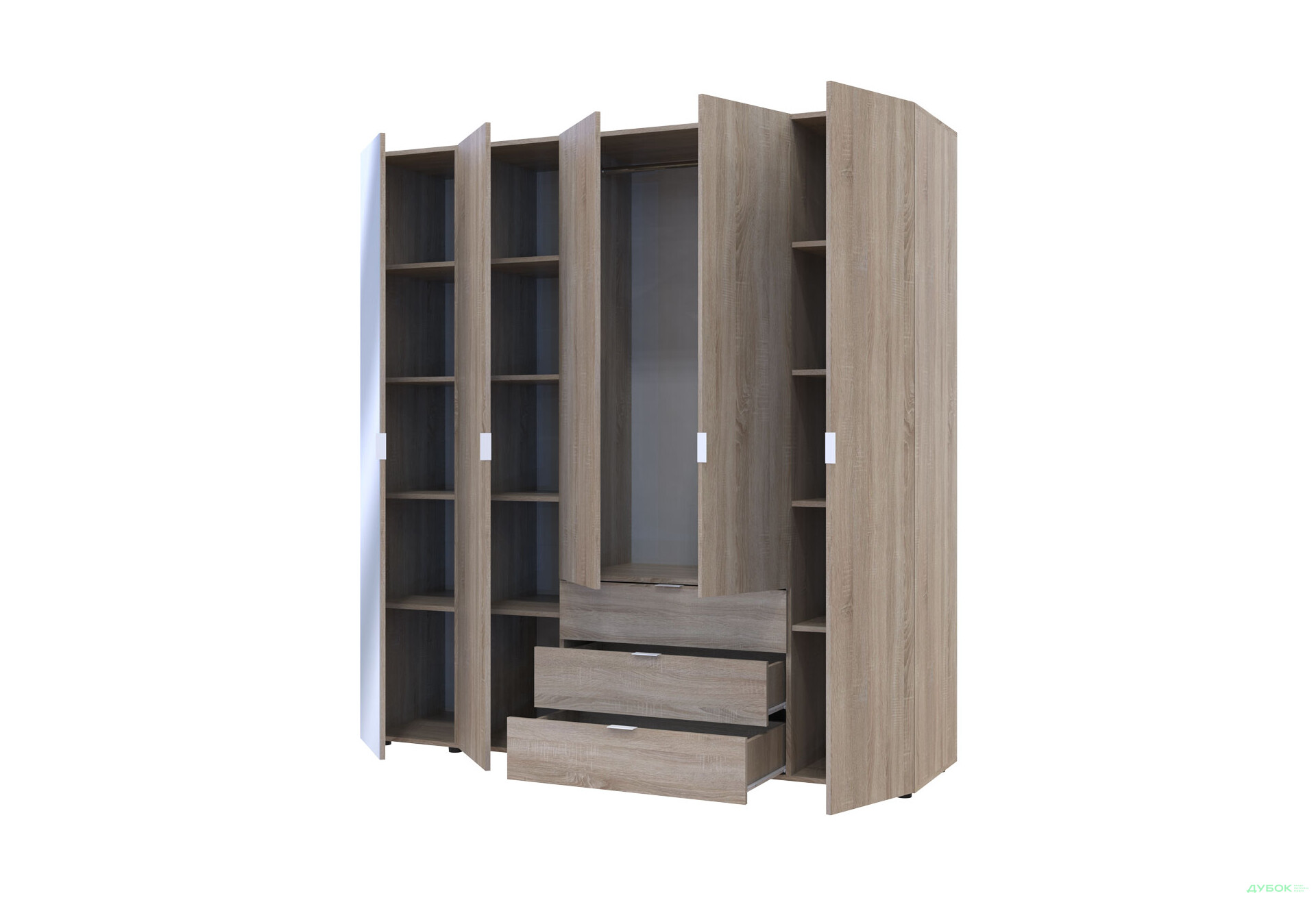 Изображение 3 - Шкаф Doros Гелар 5-дверная с зеркалом і 3 ящиками 194 см Дуб сонома