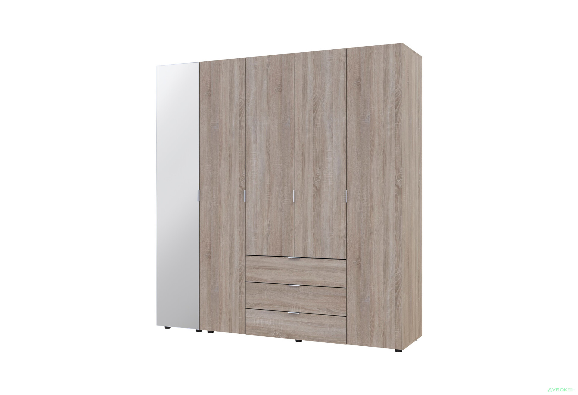 Изображение 1 - Шкаф Doros Гелар 5-дверная с зеркалом і 3 ящиками 194 см Дуб сонома