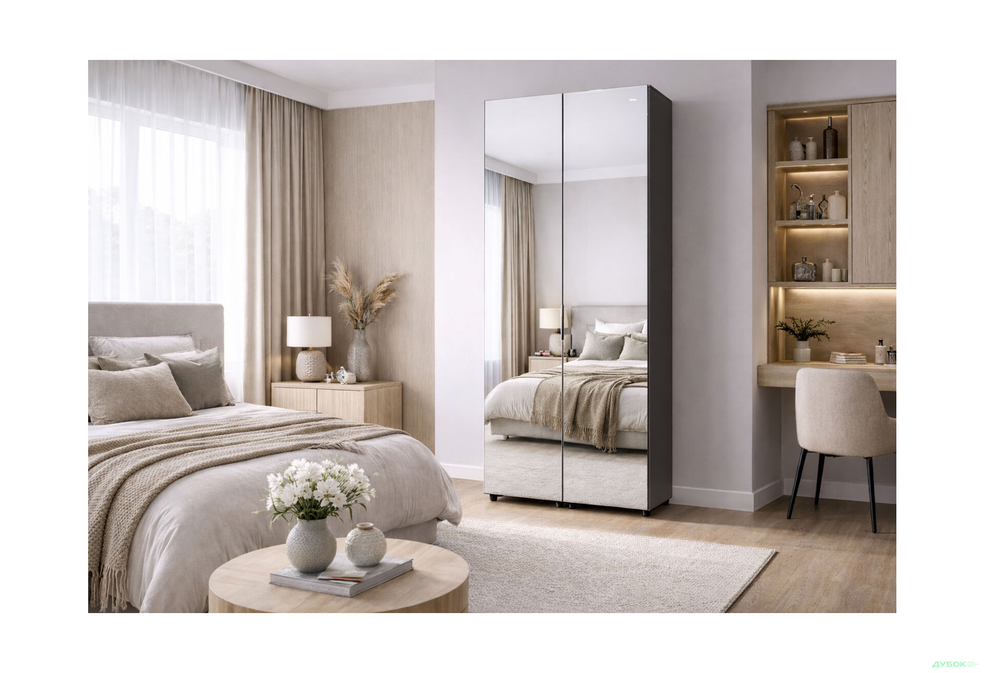 Изображение 2 - Шкаф Doros Гелар 2-дверная с зеркалом 78 см Графит