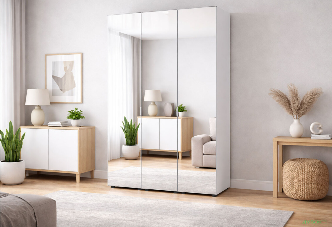 Изображение 2 - Шкаф Doros Гелар 3-дверная с зеркалом 117 см Белый