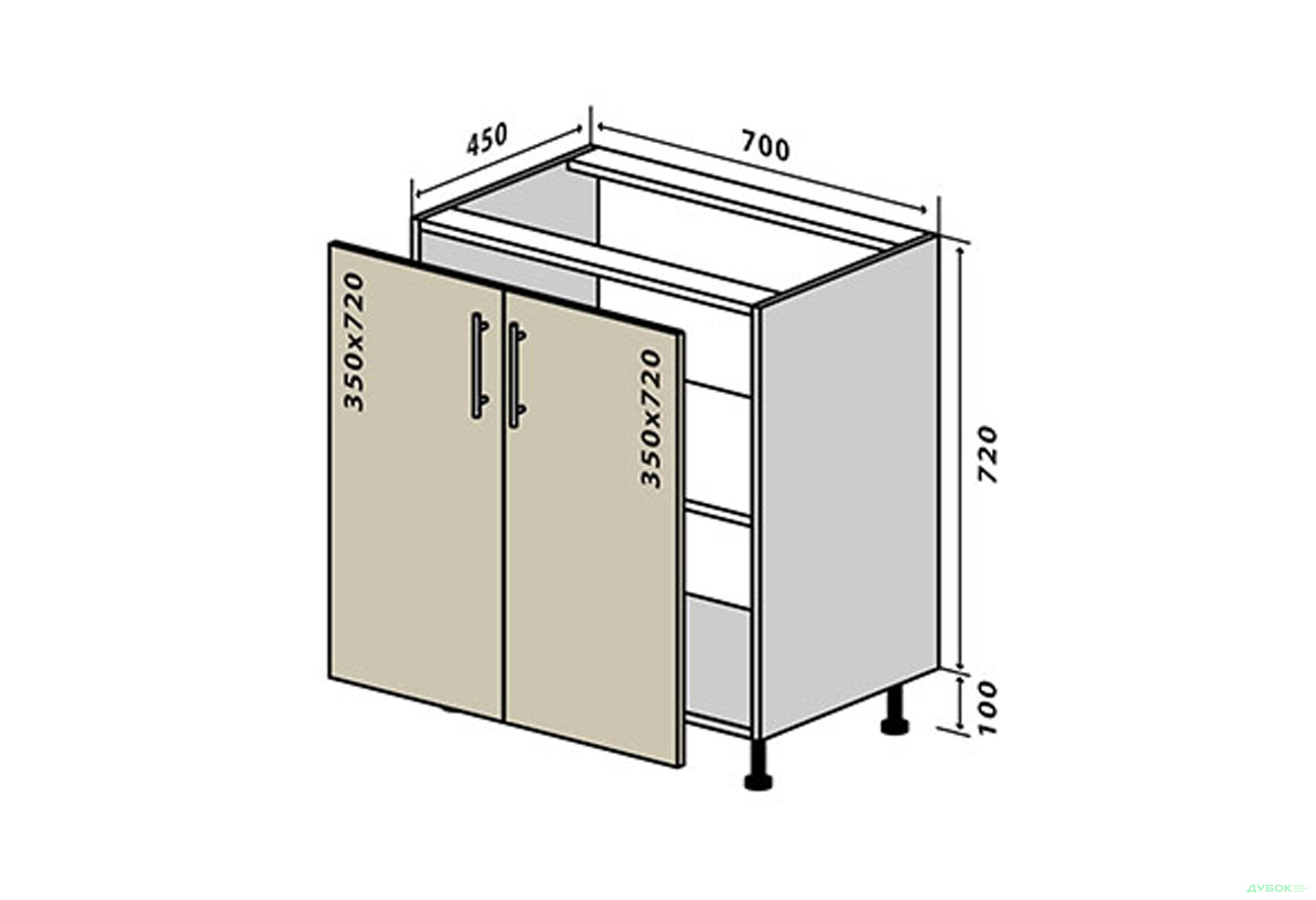 Н43 Тумба 2Д 70 Браво VIP-master - Зображення 1 Зображення 1 - Н43 Тумба 2Д 70 Браво VIP-master