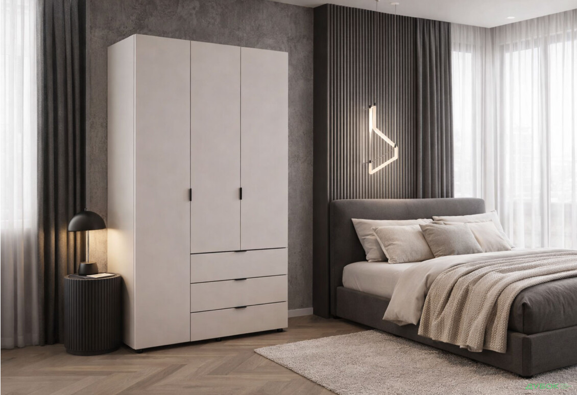 Зображення 2 - Шафа Doros Гелар 3 ДСП 3-дверна з 3 шухлядами 116 см Кашемір