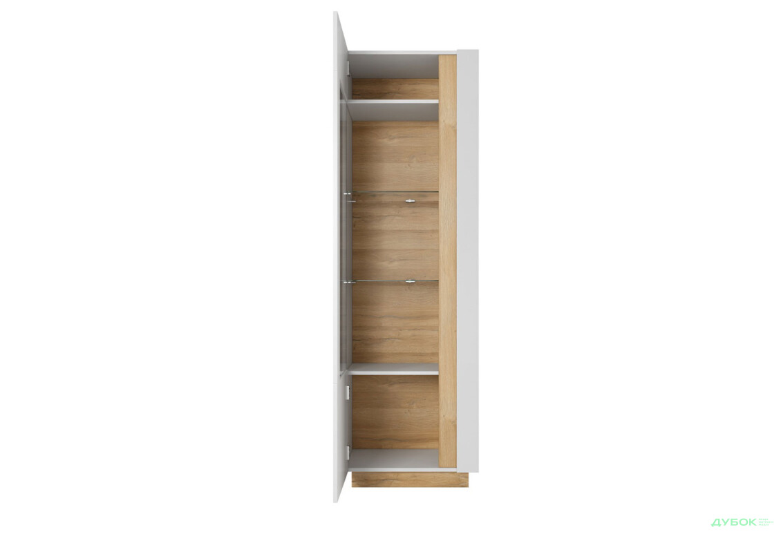 Витрина высокая Perfect Home Арко / Arco 60 см, белый глянец / дуб грандсон - Изображение 3 Изображение 3 - Витрина высокая Perfect Home Арко / Arco 60 см, белый глянец / дуб грандсон