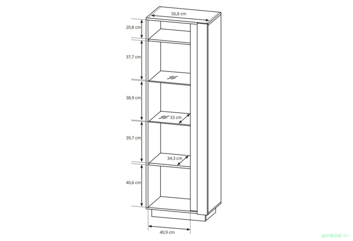 Витрина высокая Perfect Home Арко / Arco 60 см, белый глянец / дуб грандсон - Изображение 4 Изображение 4 - Витрина высокая Perfect Home Арко / Arco 60 см, белый глянец / дуб грандсон