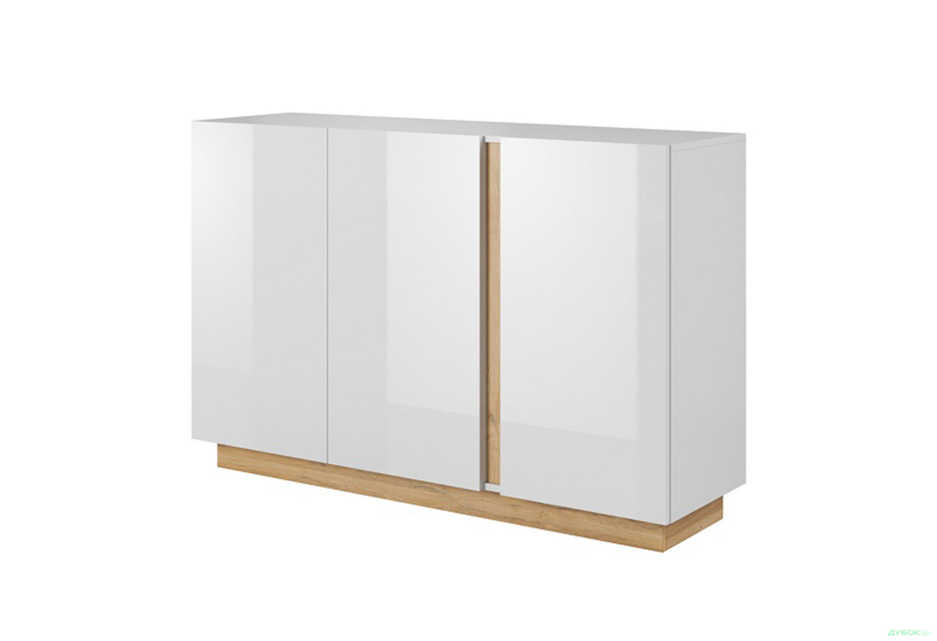 Комод Perfect Home Арко / Arco 3-дверний 138 см, білий глянець / дуб грандсон - Зображення 1 Зображення 1 - Комод Perfect Home Арко / Arco 3-дверний 138 см, білий глянець / дуб грандсон