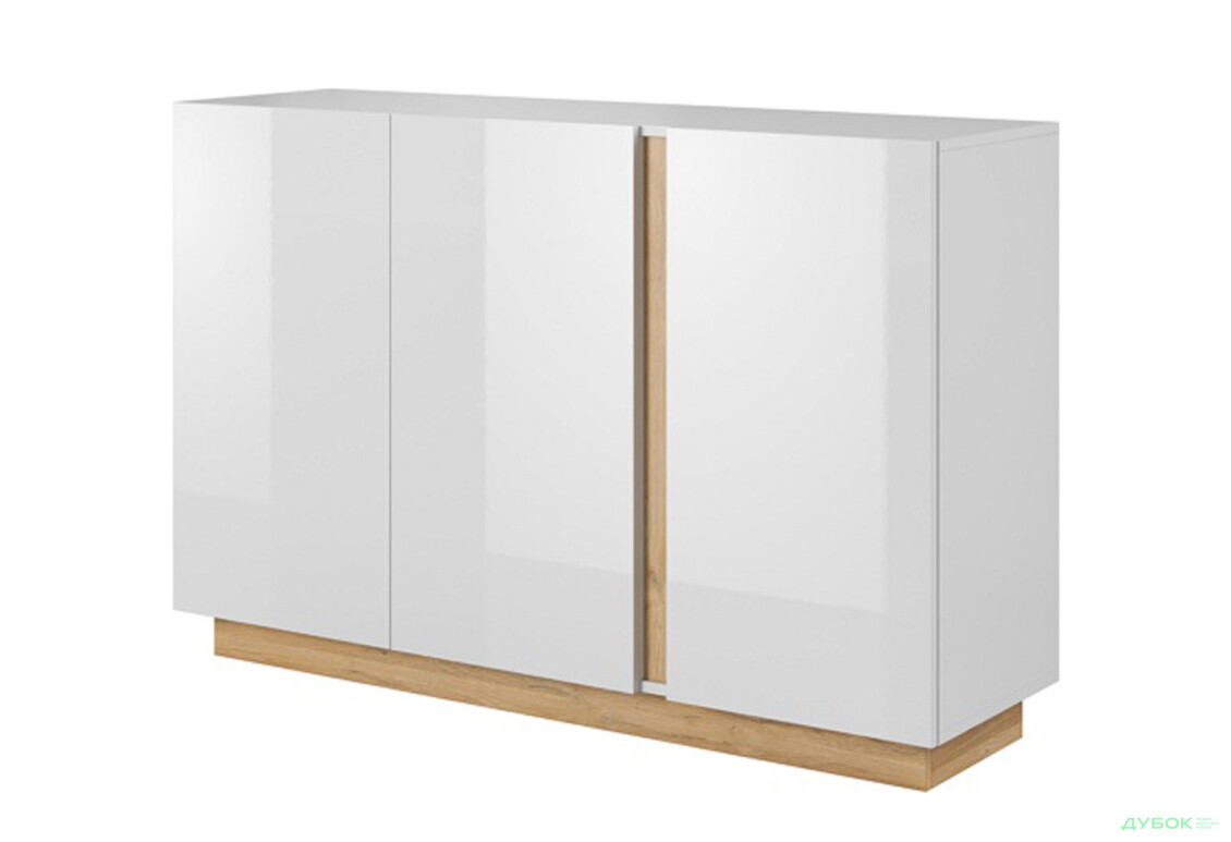 Комод Perfect Home Арко / Arco 3-дверний 138 см, білий глянець / дуб грандсон - Зображення 1 Зображення 1 - Комод Perfect Home Арко / Arco 3-дверний 138 см, білий глянець / дуб грандсон