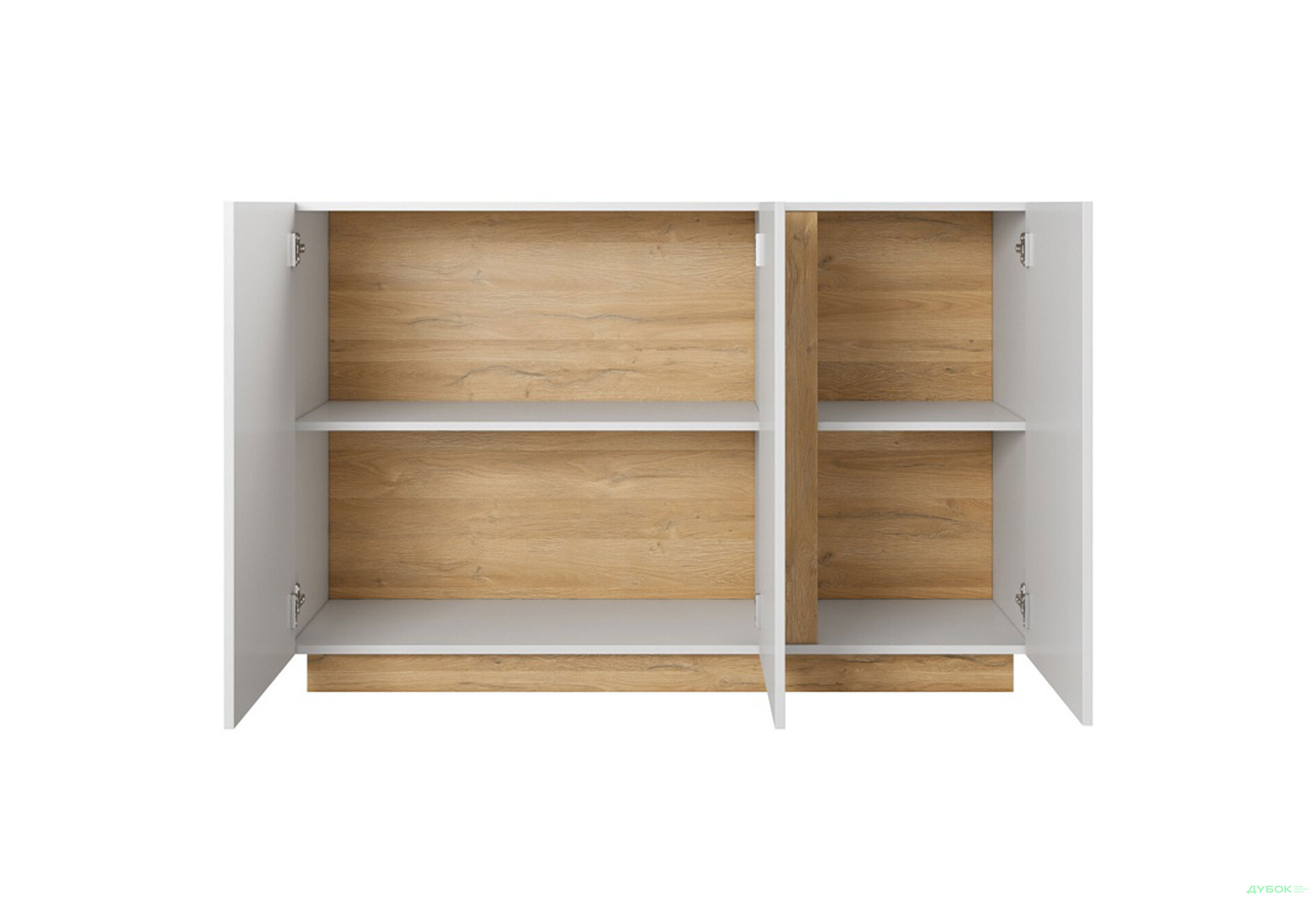 Комод Perfect Home Арко / Arco 3-дверний 138 см, білий глянець / дуб грандсон - Зображення 3 Зображення 3 - Комод Perfect Home Арко / Arco 3-дверний 138 см, білий глянець / дуб грандсон