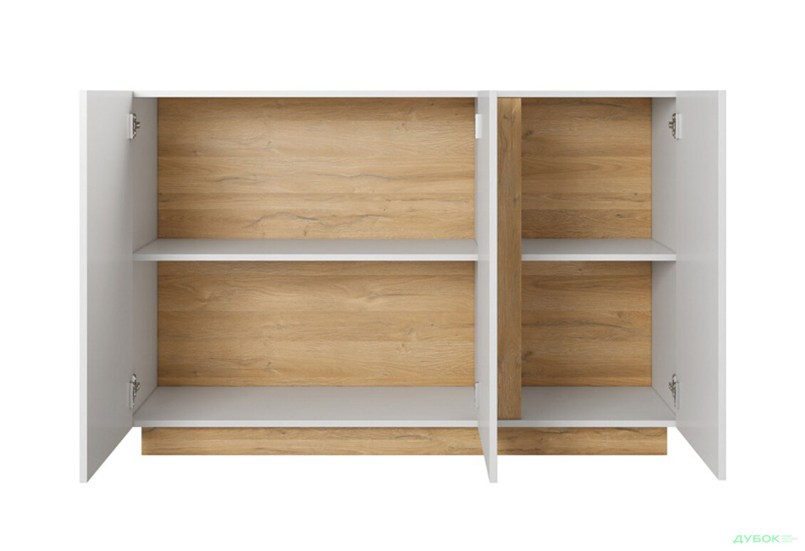 Комод Perfect Home Арко / Arco 3-дверний 138 см, білий глянець / дуб грандсон - Зображення 3 Зображення 3 - Комод Perfect Home Арко / Arco 3-дверний 138 см, білий глянець / дуб грандсон