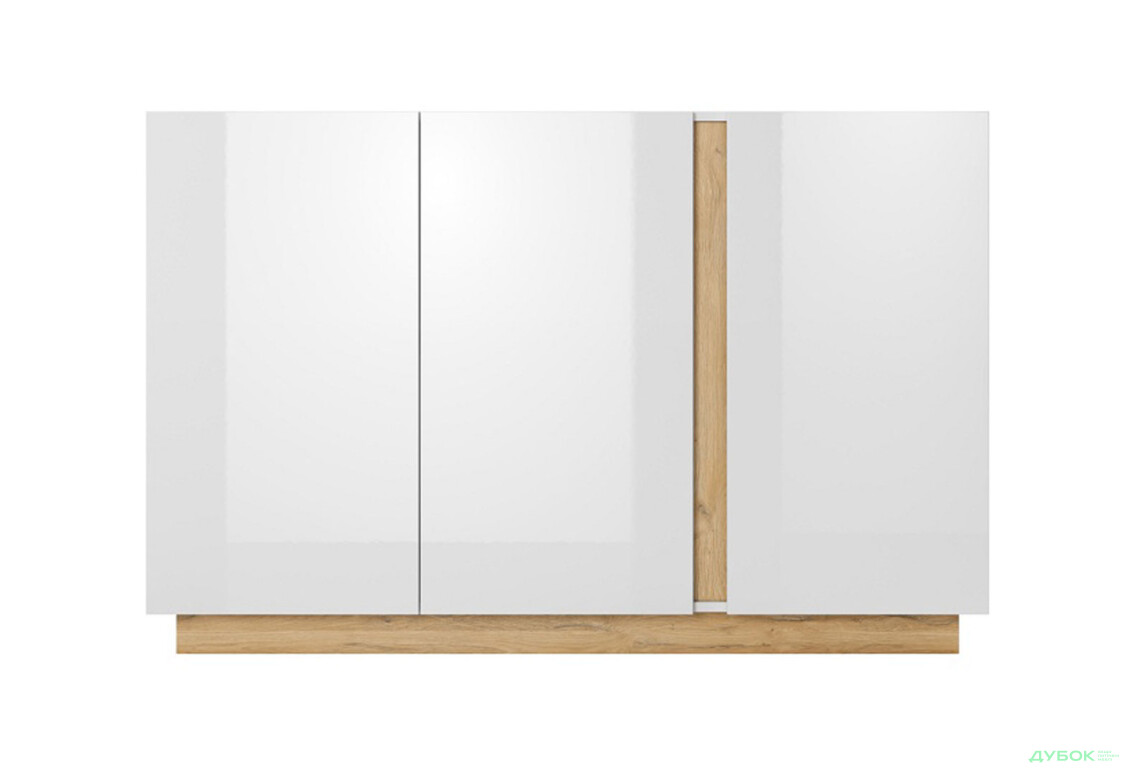 Комод Perfect Home Арко / Arco 3-дверний 138 см, білий глянець / дуб грандсон - Зображення 2 Зображення 2 - Комод Perfect Home Арко / Arco 3-дверний 138 см, білий глянець / дуб грандсон