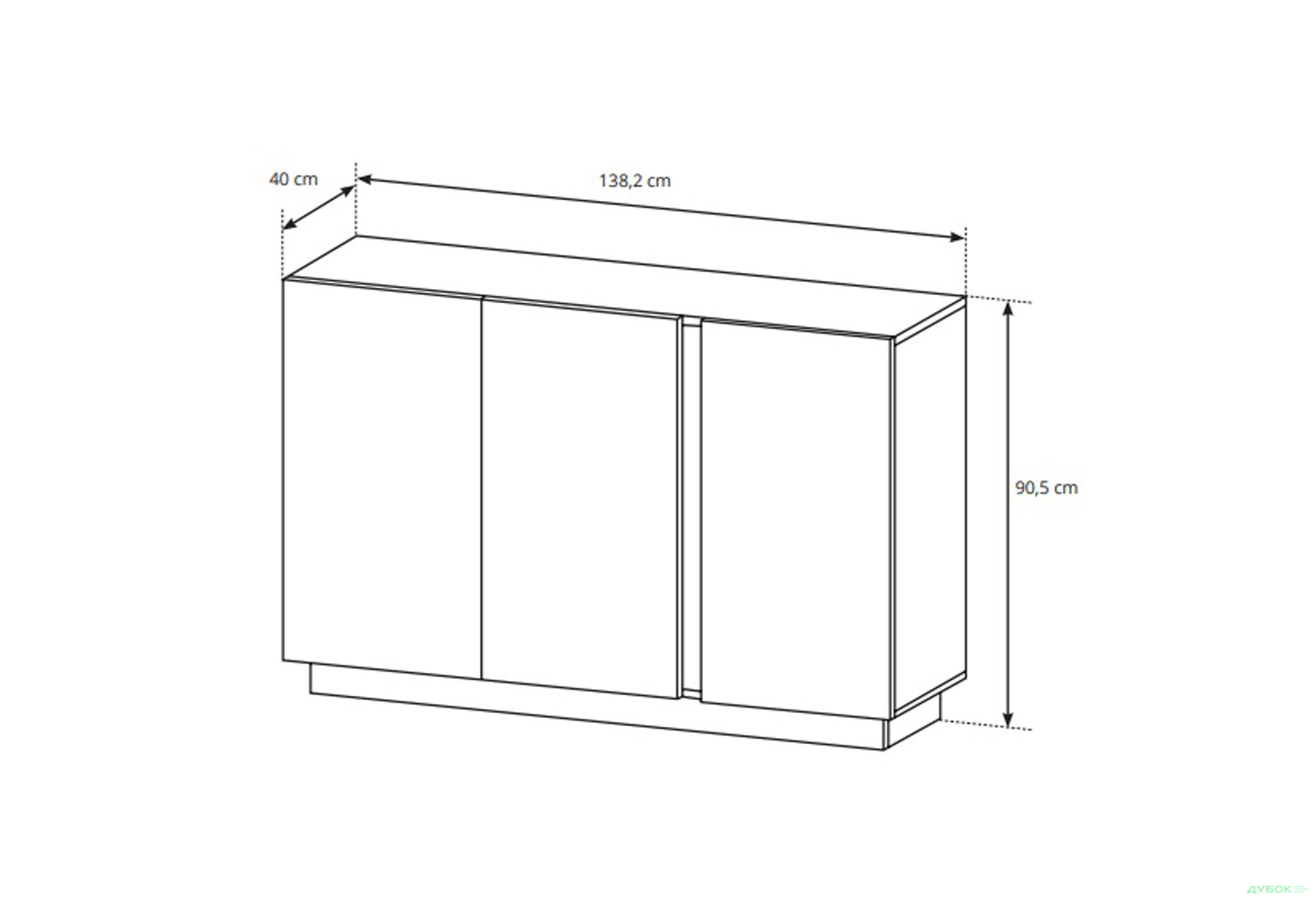 Комод Perfect Home Арко / Arco 3-дверний 138 см, білий глянець / дуб грандсон - Зображення 5 Зображення 5 - Комод Perfect Home Арко / Arco 3-дверний 138 см, білий глянець / дуб грандсон