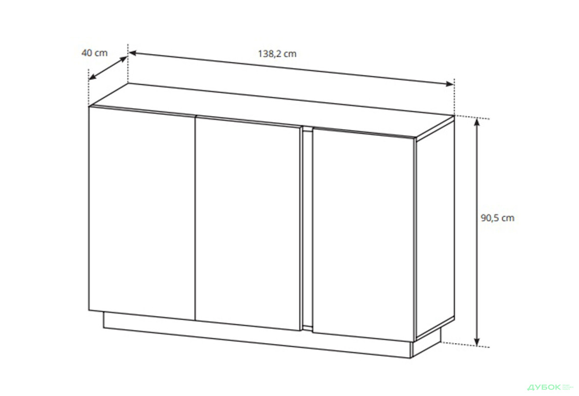 Комод Perfect Home Арко / Arco 3-дверний 138 см, білий глянець / дуб грандсон - Зображення 5 Зображення 5 - Комод Perfect Home Арко / Arco 3-дверний 138 см, білий глянець / дуб грандсон