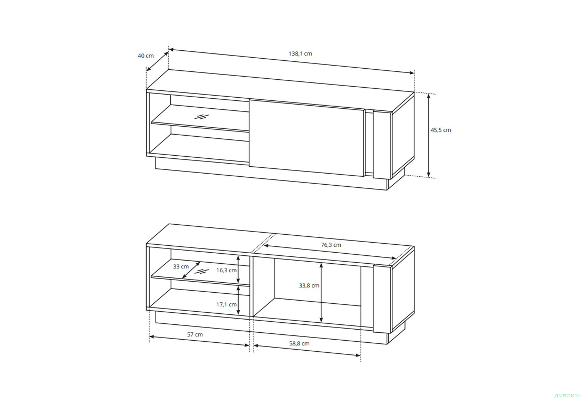 Тумба під ТВ Perfect Home Арко / Arco з дверкою 138 см, білий глянець / дуб грандсон - Зображення 4 Зображення 4 - Тумба під ТВ Perfect Home Арко / Arco з дверкою 138 см, білий глянець / дуб грандсон