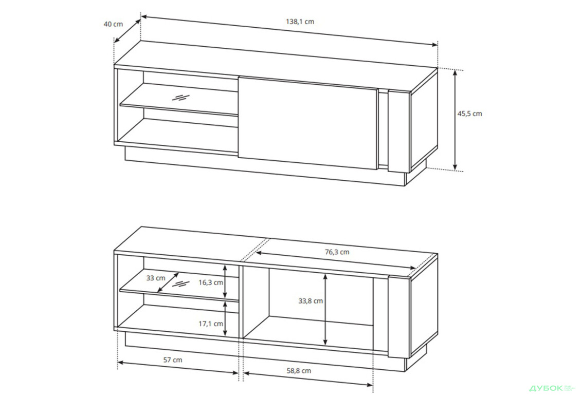 Тумба під ТВ Perfect Home Арко / Arco з дверкою 138 см, білий глянець / дуб грандсон - Зображення 4 Зображення 4 - Тумба під ТВ Perfect Home Арко / Arco з дверкою 138 см, білий глянець / дуб грандсон