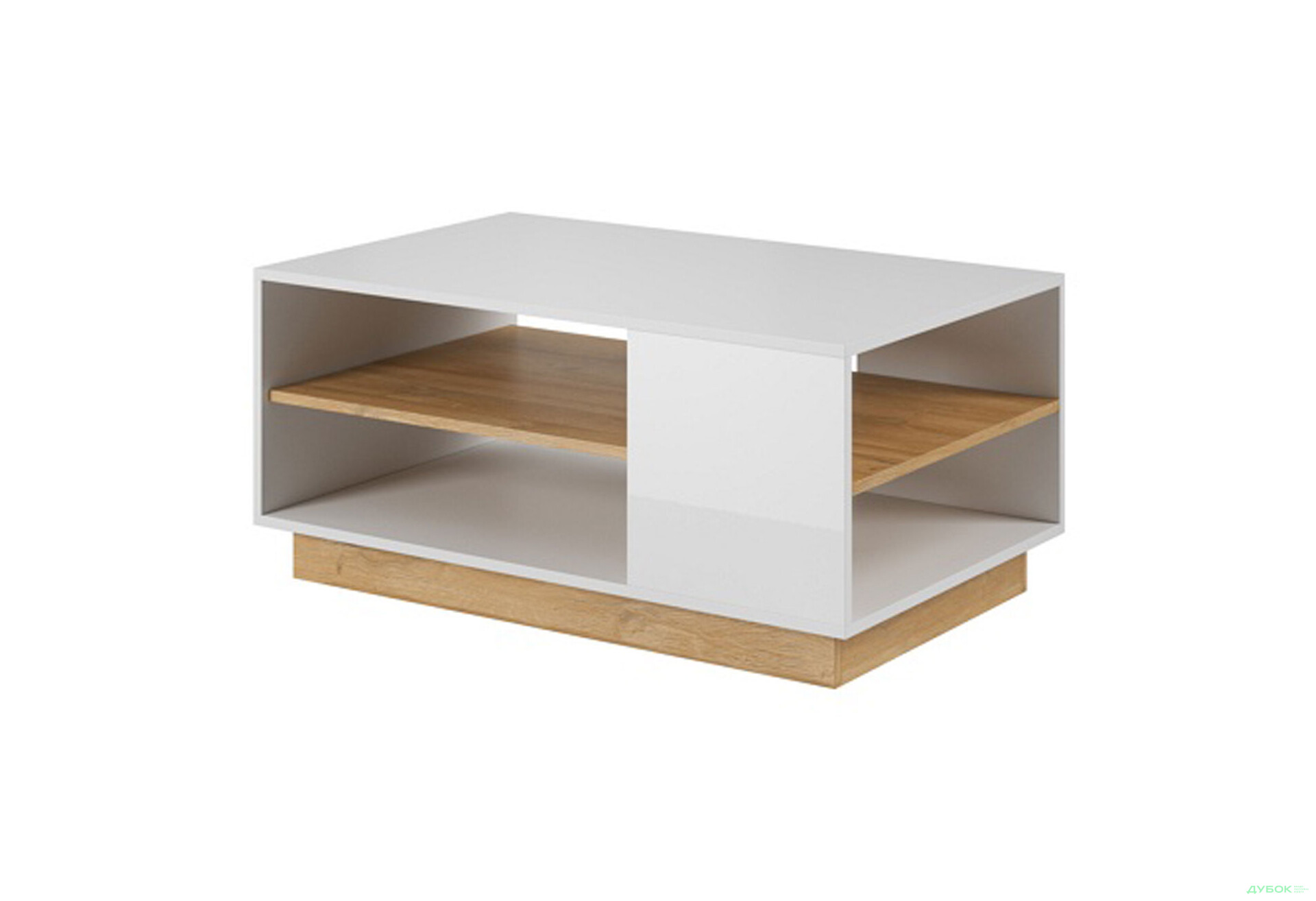 Стіл журнальний Perfect Home Арко / Arco 100х60 см, білий глянець / дуб грандсон - Зображення 1 Зображення 1 - Стіл журнальний Perfect Home Арко / Arco 100х60 см, білий глянець / дуб грандсон