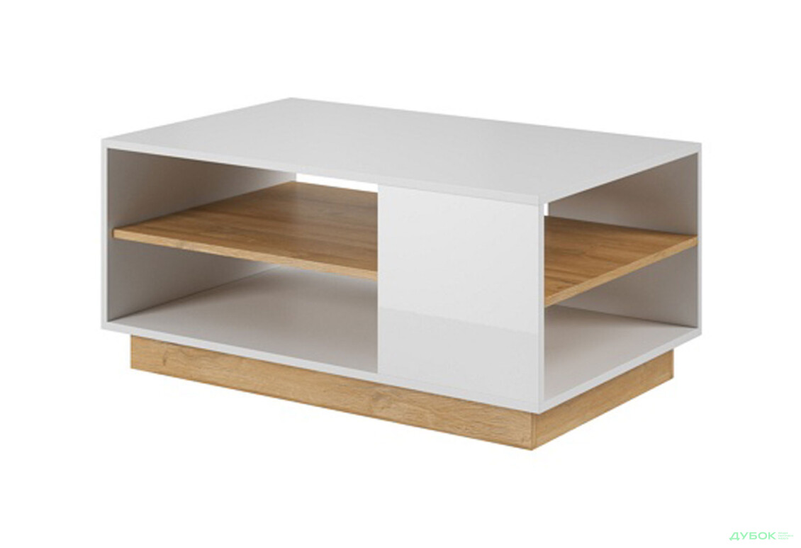 Стол журнальный Perfect Home Арко / Arco 100х60 см, белый глянец / дуб грандсон