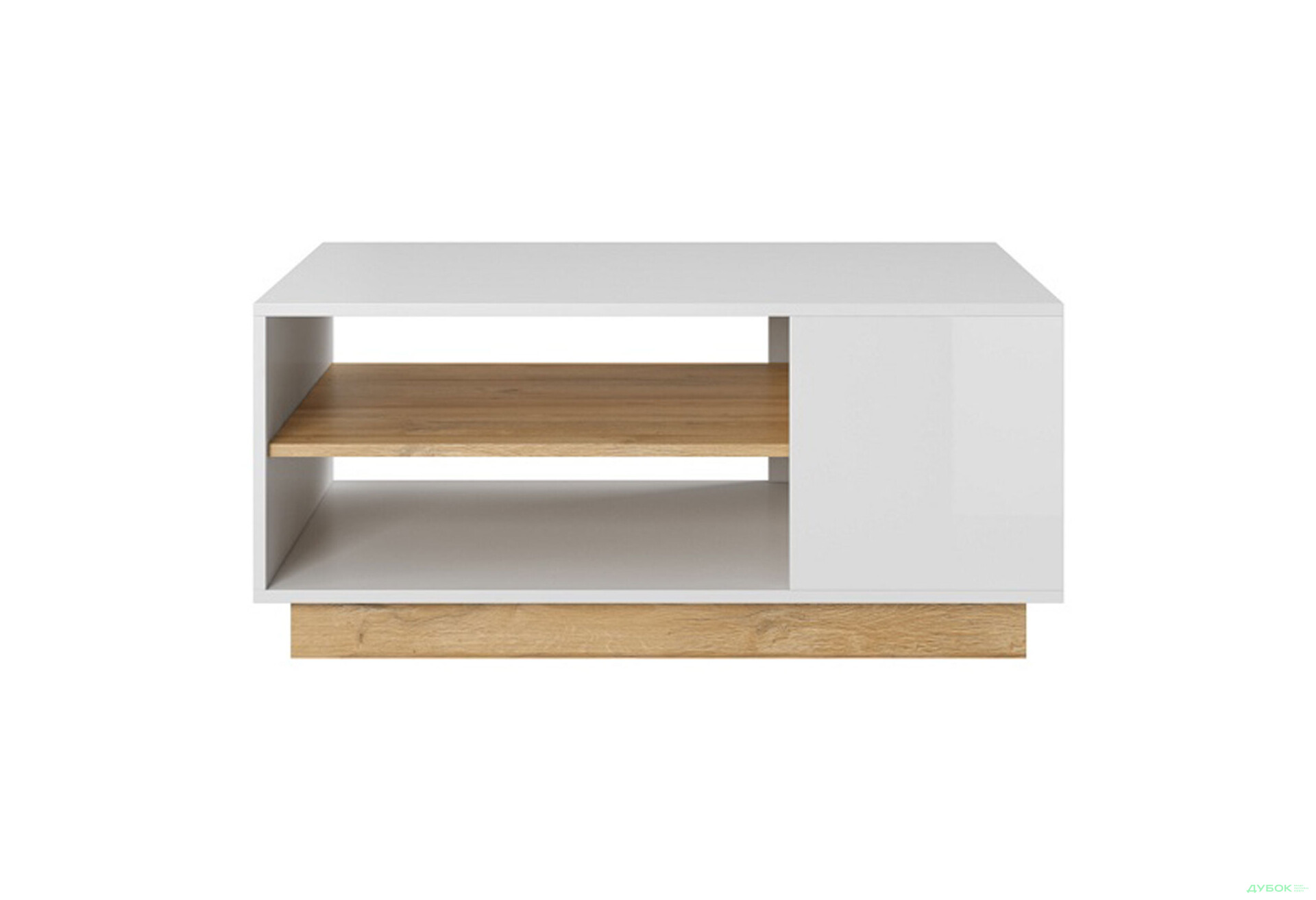 Стіл журнальний Perfect Home Арко / Arco 100х60 см, білий глянець / дуб грандсон - Зображення 2 Зображення 2 - Стіл журнальний Perfect Home Арко / Arco 100х60 см, білий глянець / дуб грандсон