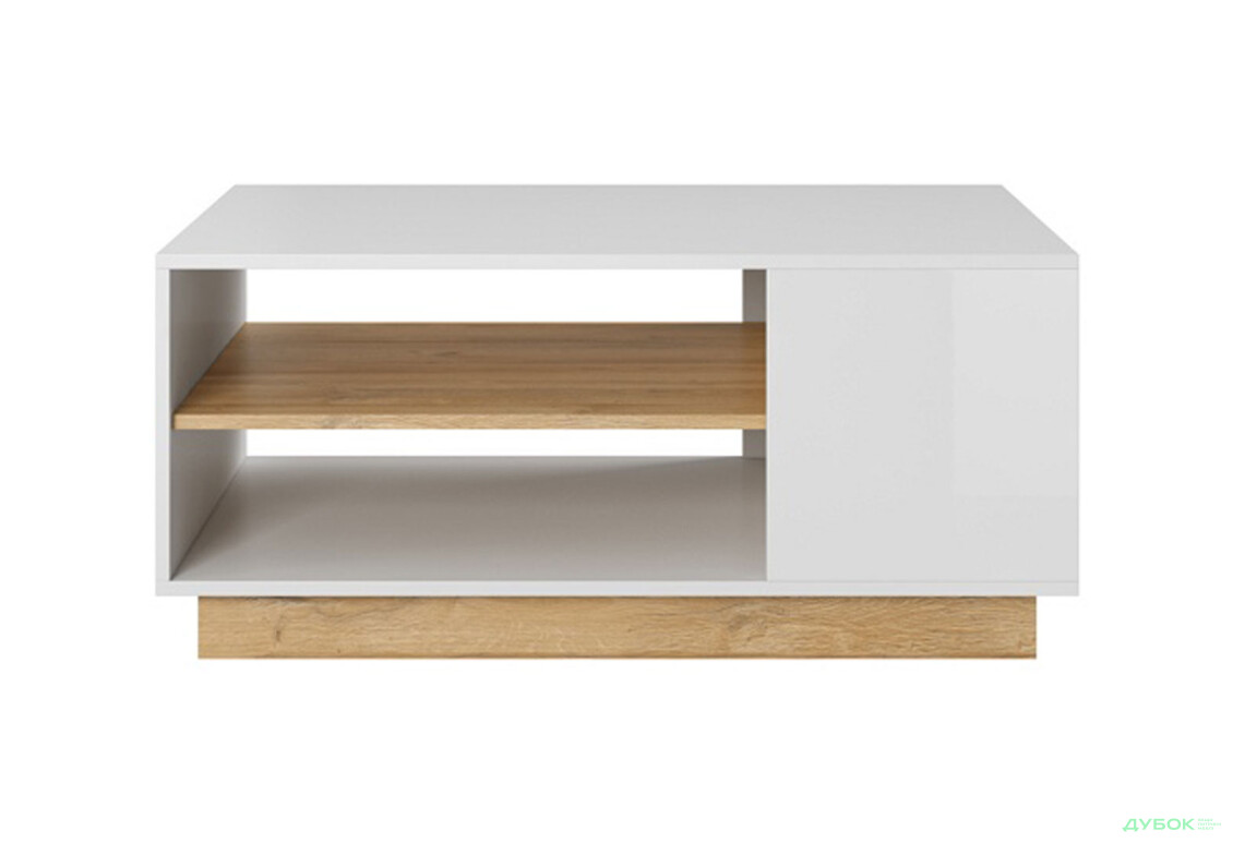 Стіл журнальний Perfect Home Арко / Arco 100х60 см, білий глянець / дуб грандсон - Зображення 2 Зображення 2 - Стіл журнальний Perfect Home Арко / Arco 100х60 см, білий глянець / дуб грандсон