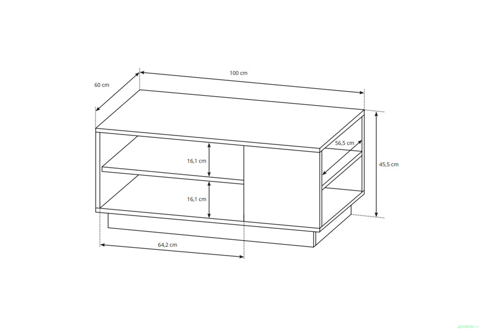 Стіл журнальний Perfect Home Арко / Arco 100х60 см, білий глянець / дуб грандсон - Зображення 3 Зображення 3 - Стіл журнальний Perfect Home Арко / Arco 100х60 см, білий глянець / дуб грандсон