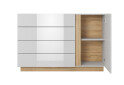 Фото 3 - Комод Perfect Home Арко / Arco 1-дверний з 4 шухлядами 138 см, білий глянець / дуб грандсон