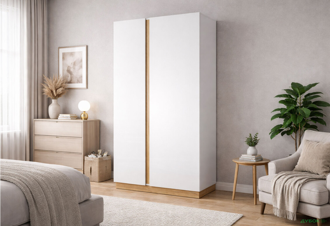 Зображення 2 - Шафа Perfect Home Арко / Arco 2-дверна 96 см, білий глянець / дуб грандсон