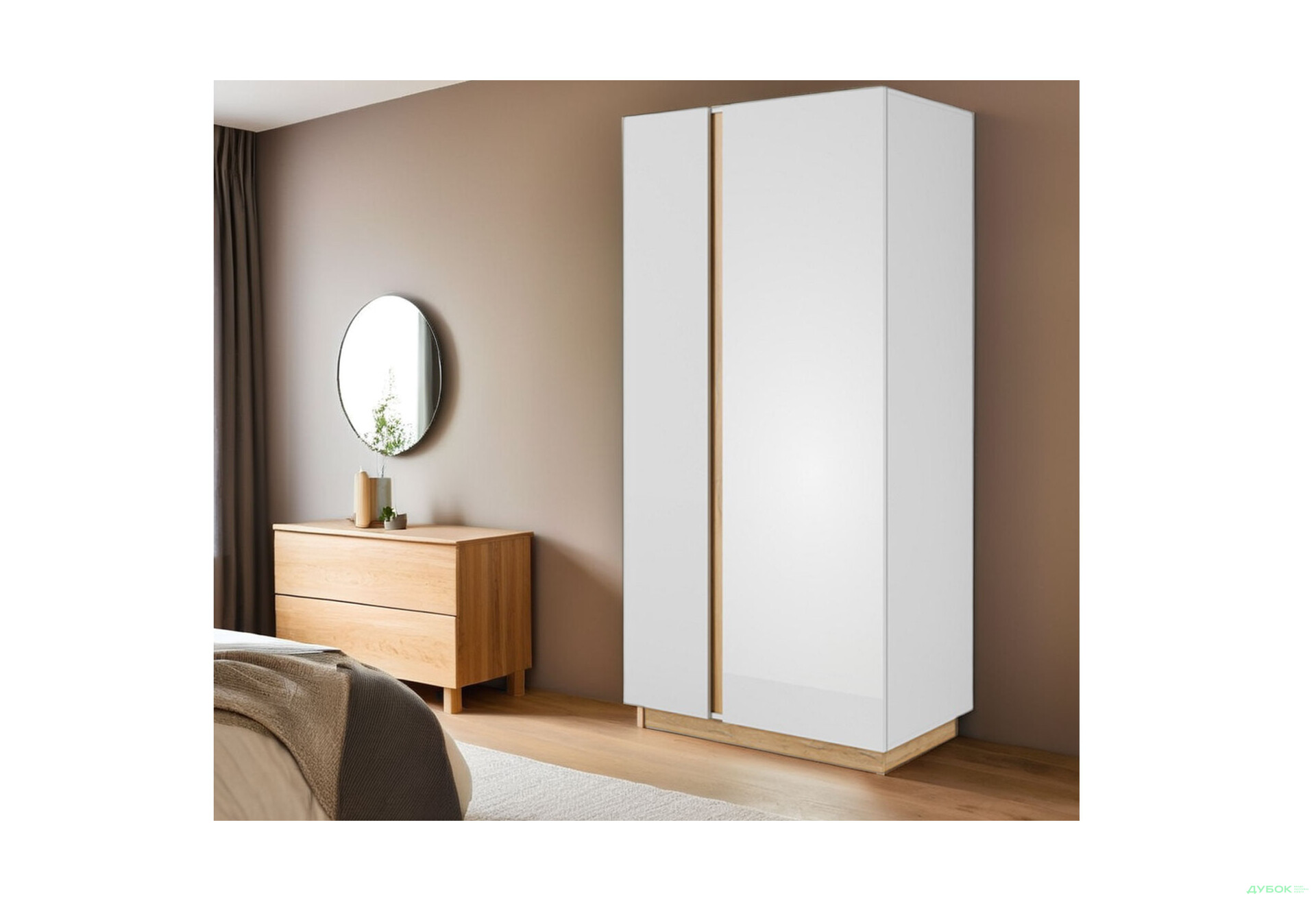 Шафа Perfect Home Арко / Arco 2-дверна 96 см, білий глянець / дуб грандсон - Зображення 2 Зображення 2 - Шафа Perfect Home Арко / Arco 2-дверна 96 см, білий глянець / дуб грандсон