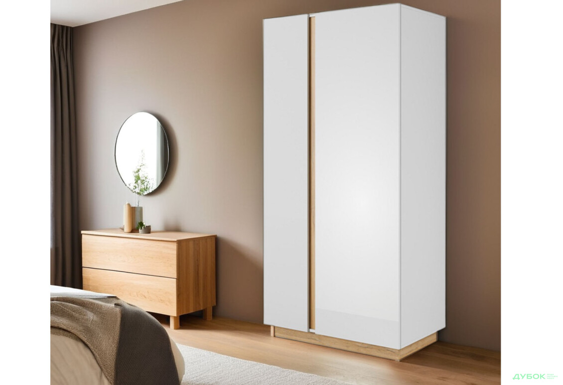 Шафа Perfect Home Арко / Arco 2-дверна 96 см, білий глянець / дуб грандсон - Зображення 2 Зображення 2 - Шафа Perfect Home Арко / Arco 2-дверна 96 см, білий глянець / дуб грандсон