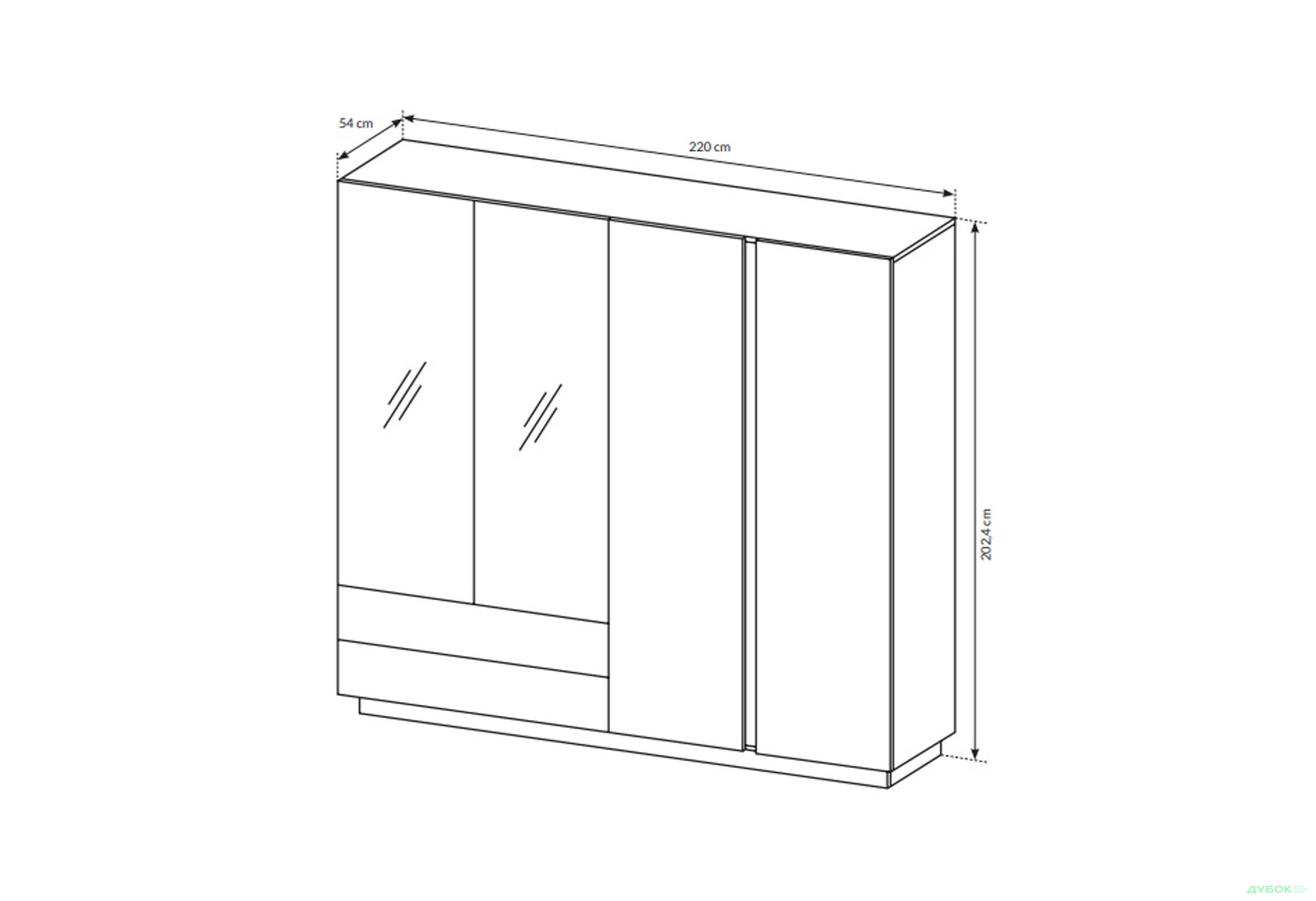 Шафа Perfect Home Арко / Arco 4-дверна з 2 шухлядами 220 см, білий глянець / дуб грандсон - Зображення 9 Зображення 9 - Шафа Perfect Home Арко / Arco 4-дверна з 2 шухлядами 220 см, білий глянець / дуб грандсон