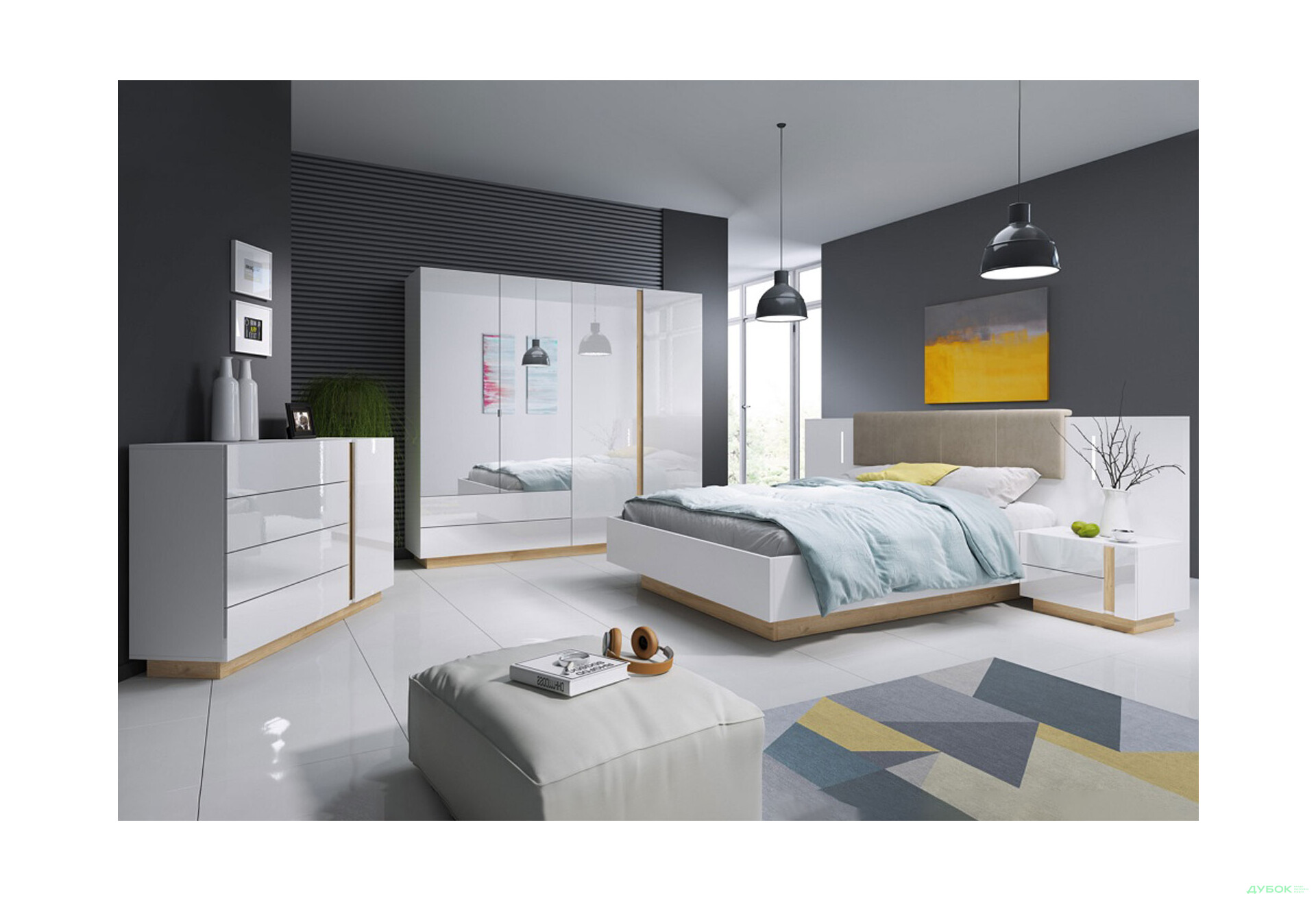Изображение 1 - Спальня Perfect Home Арко / Arco 4D, белый глянец / дуб грандсон