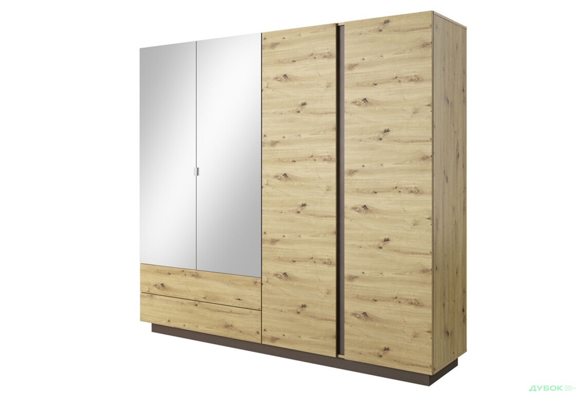 Шкаф Perfect Home Арко / Arco 4-дверная с 2 ящиками 220 см, дуб артизан / графит