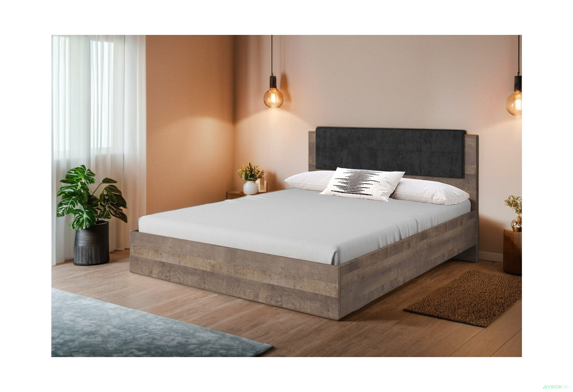 Зображення 2 - Ліжко-подіум Perfect Home Арден / Arden (без вкладу) 160х200 см, дуб санд гранж / матера
