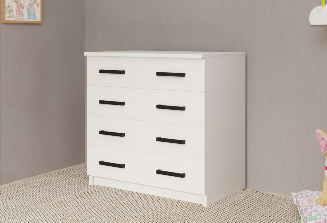 Комод MebelStar з 4 шухлядами та пеленальною надбудовою 80 см білий сніг - Зображення 6 Зображення 6 - Комод MebelStar з 4 шухлядами та пеленальною надбудовою 80 см білий сніг