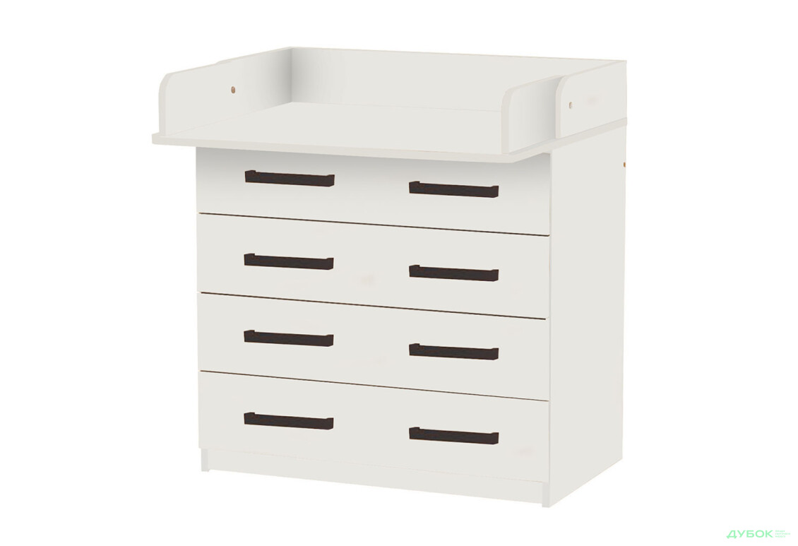 Комод MebelStar з 4 шухлядами та пеленальною надбудовою 80 см білий сніг - Зображення 4 Зображення 4 - Комод MebelStar з 4 шухлядами та пеленальною надбудовою 80 см білий сніг