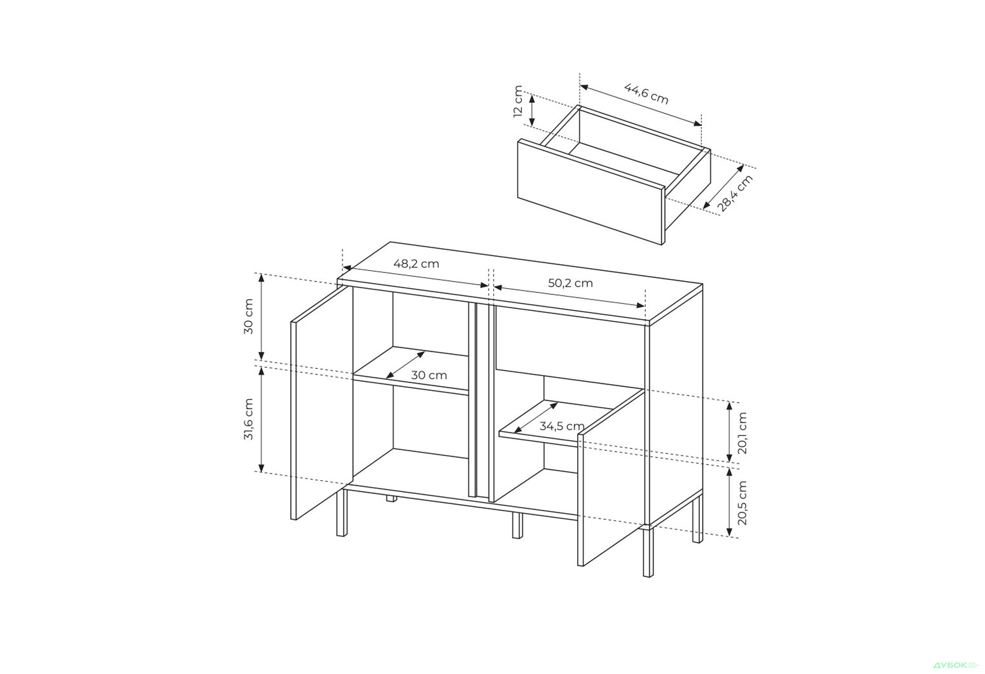 Комод Perfect Home Даст / Dast 2-дверний з шухлядою 104 см, бежевий - Зображення 7 Зображення 7 - Комод Perfect Home Даст / Dast 2-дверний з шухлядою 104 см, бежевий