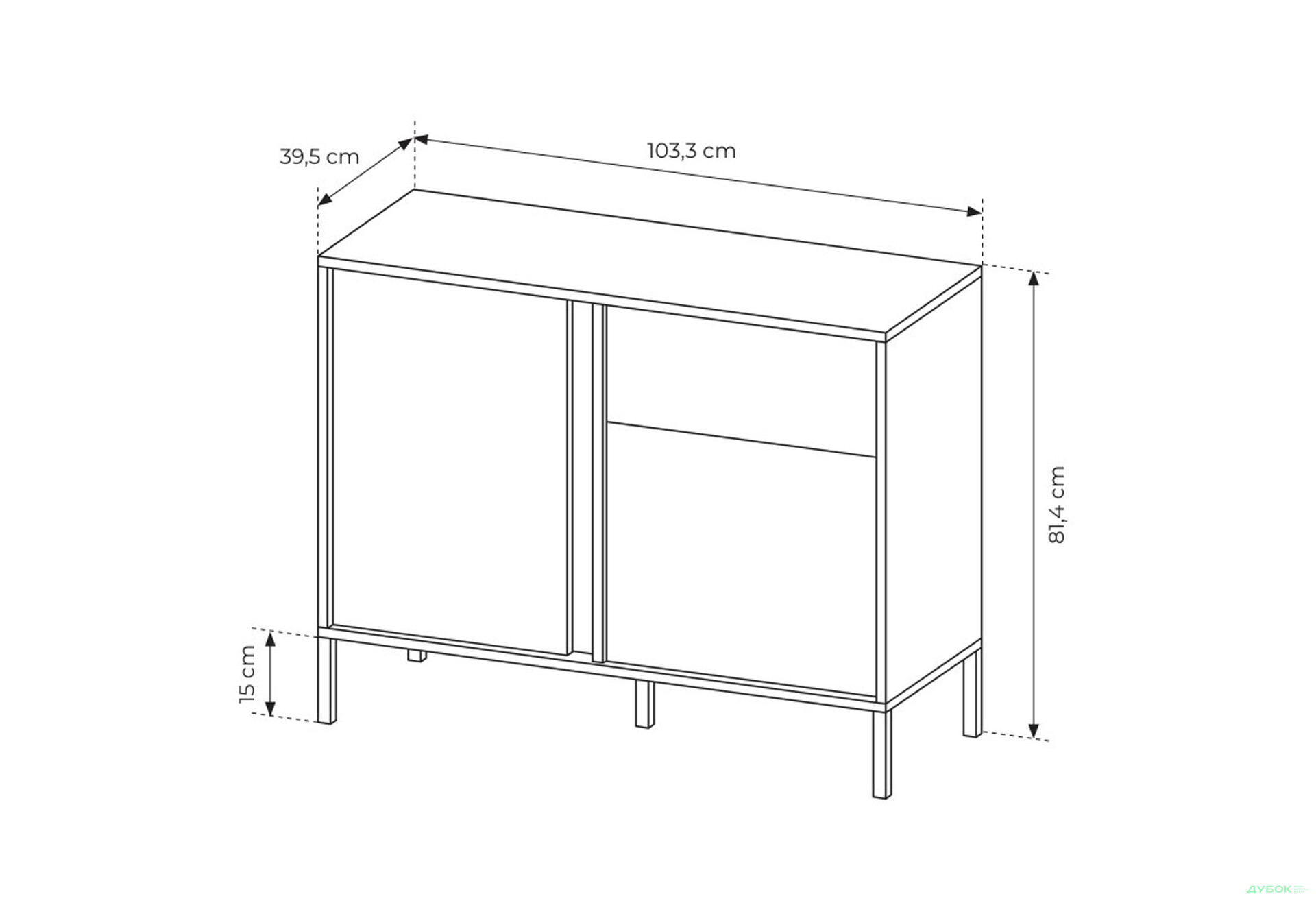 Комод Perfect Home Даст / Dast 2-дверний з шухлядою 104 см, бежевий - Зображення 6 Зображення 6 - Комод Perfect Home Даст / Dast 2-дверний з шухлядою 104 см, бежевий